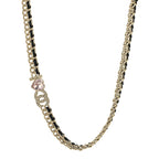Chanel Metal Lambskin Crystal I Heart CC Choker Necklace Gold Black