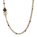 Chanel Crystal Pearl Glass Beaded CC Short Necklace Gold White Black