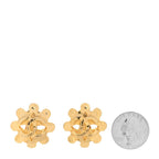 Chanel Metal Flower CC Clip On Earrings Gold