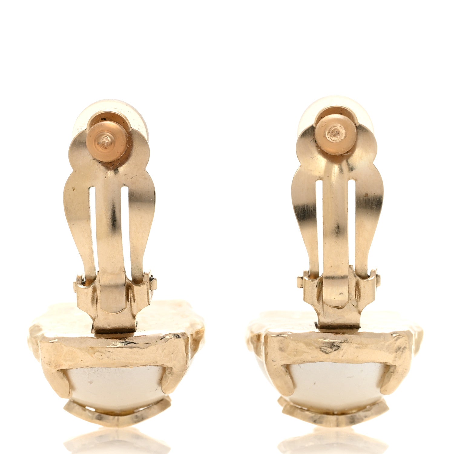 Chanel Pearl CC Clip On Earrings Gold