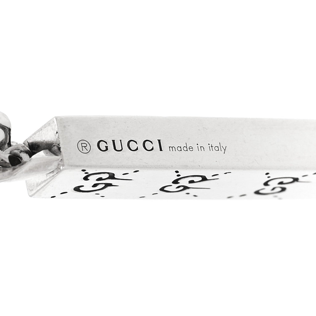 Gucci Sterling Silver Gucci Ghost Bar Pendant Necklace