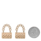 Chanel Pearl Quilted CC Flap Bag Earrings Gold