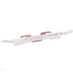 Gucci 18K White Gold Pink Tourmaline Link to Love Bar Necklace