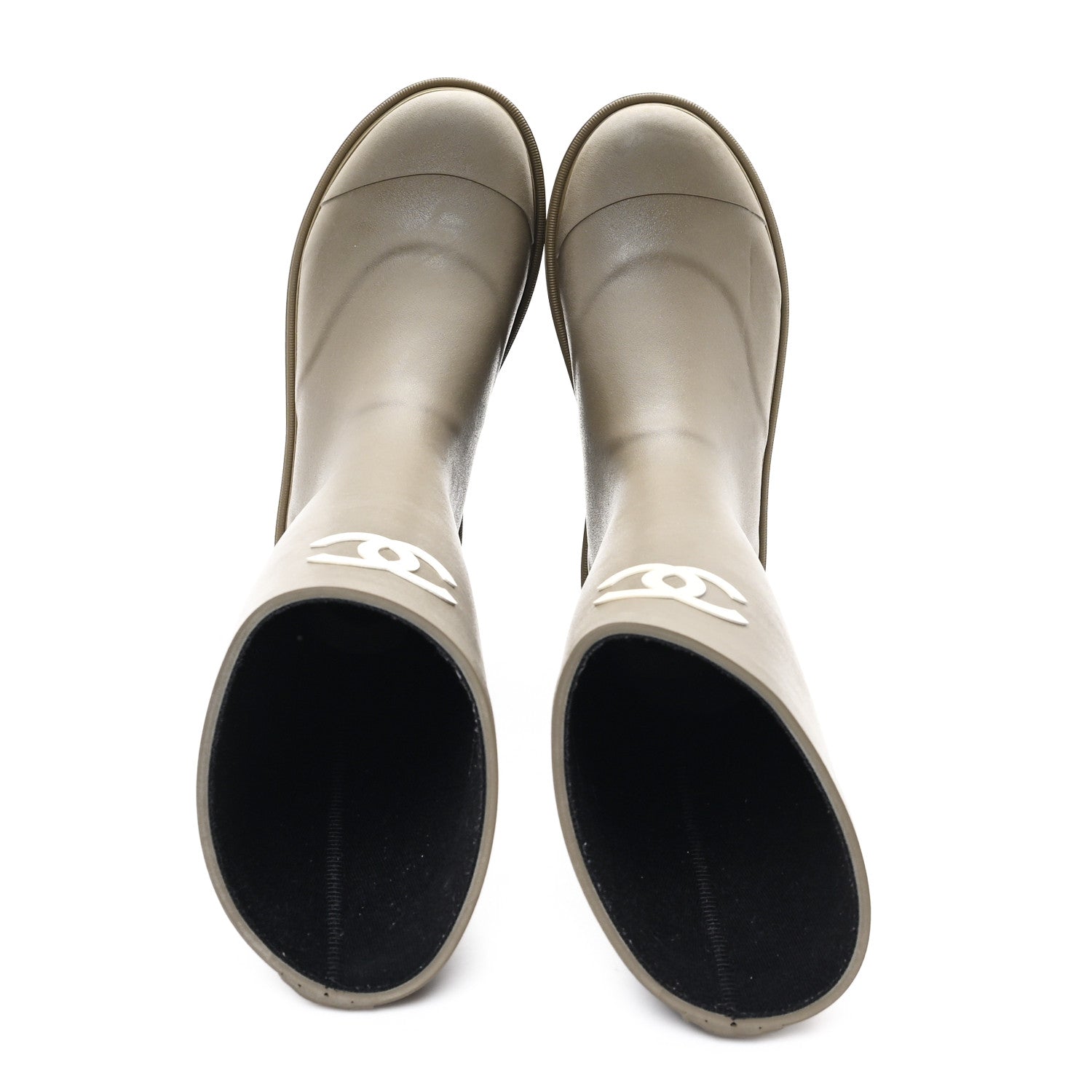 Chanel Caoutchouk CC High Boots 37 Khaki