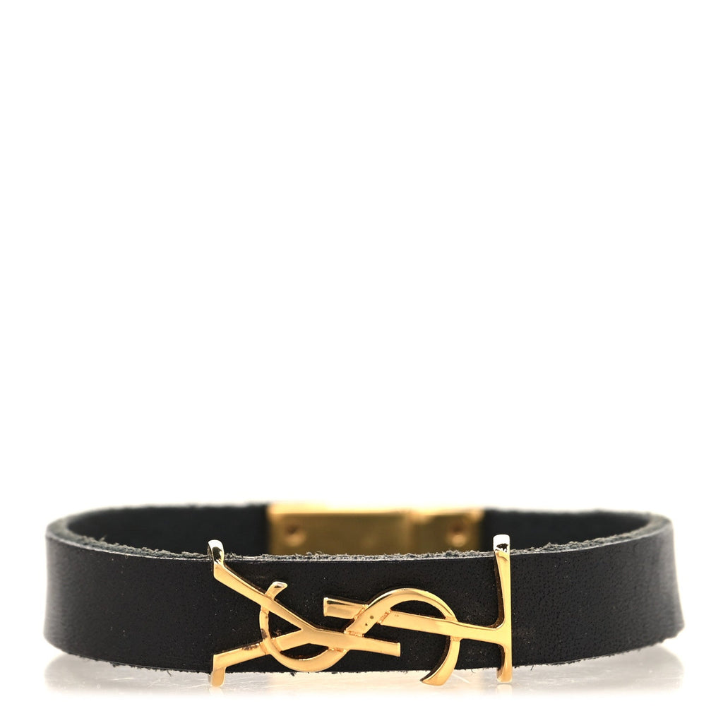 Saint Laurent Calfskin Monogram Bracelet M Black
