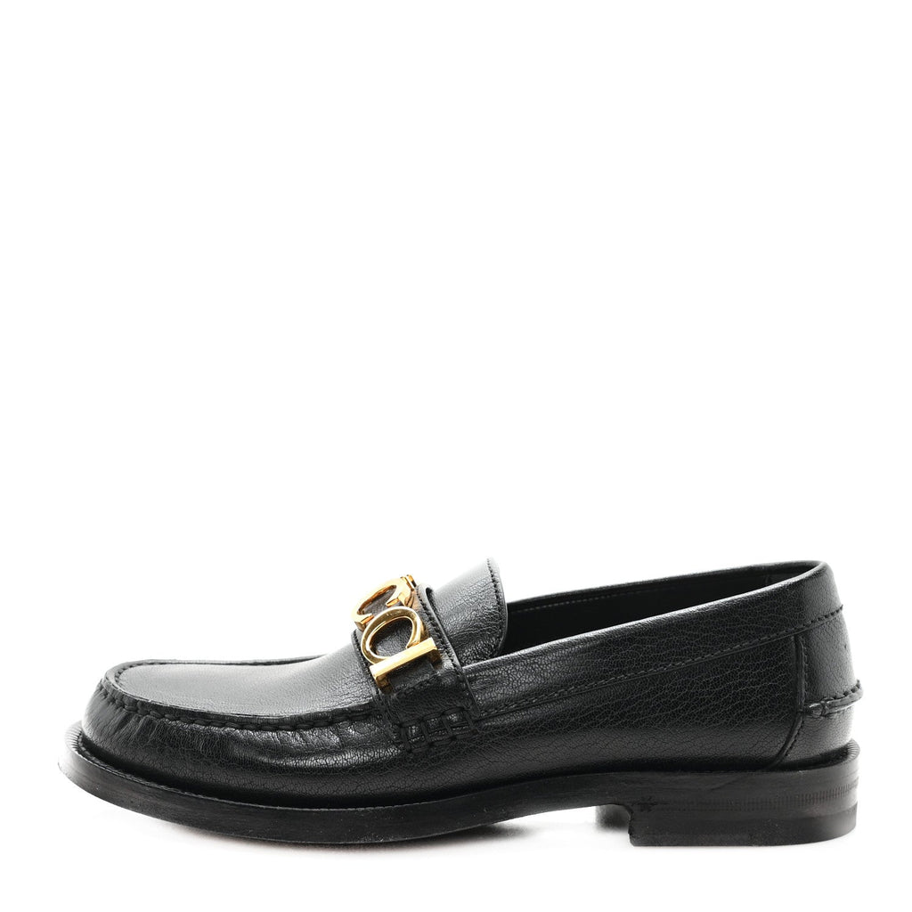 Gucci Goatskin Womens Logo 15mm Loafers 35 Black