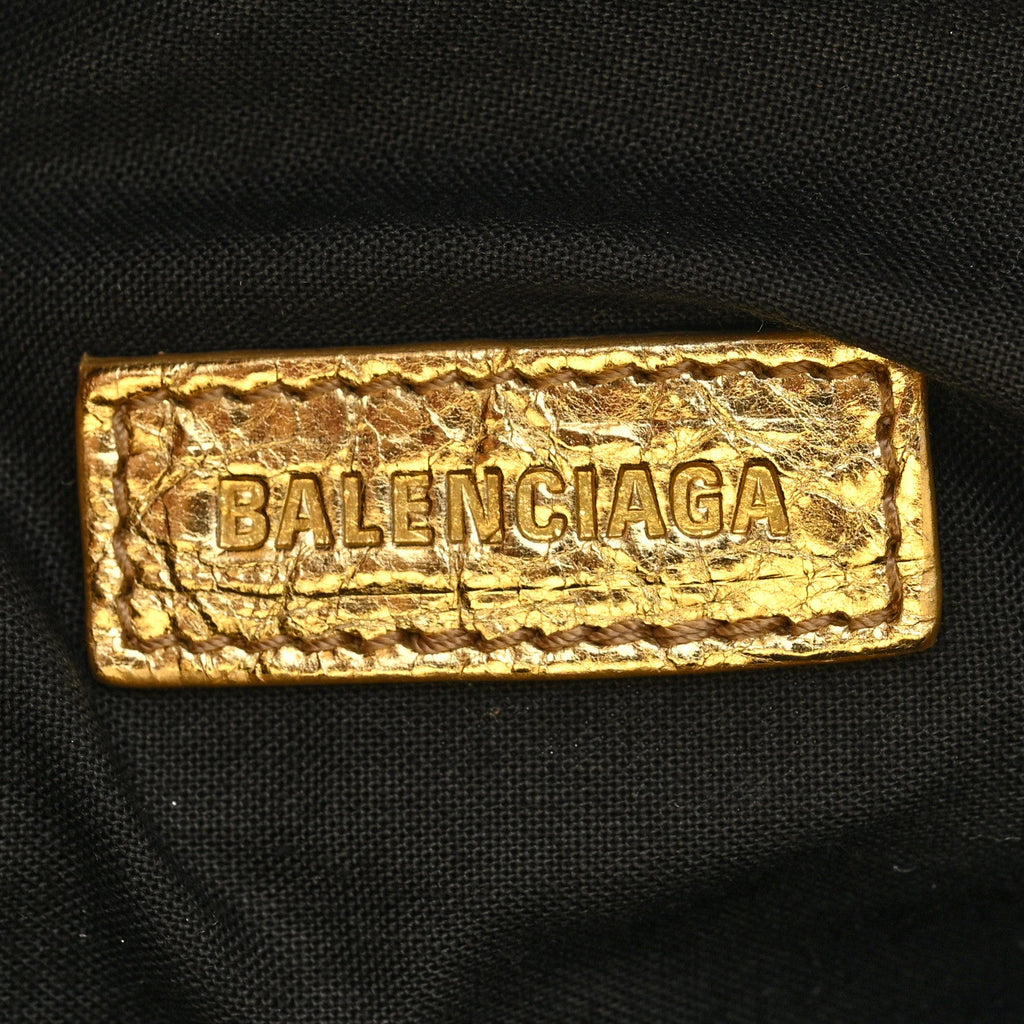 Balenciaga Metallized Agneau Arena Superbusy XS Sling Zip Shoulder Bag Gold