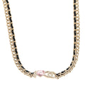 Chanel Metal Lambskin Crystal I Heart CC Choker Necklace Gold Black