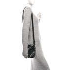 Balenciaga Faux Fur Diagonal Logo Explorer Crossbody Pouch  Black White
