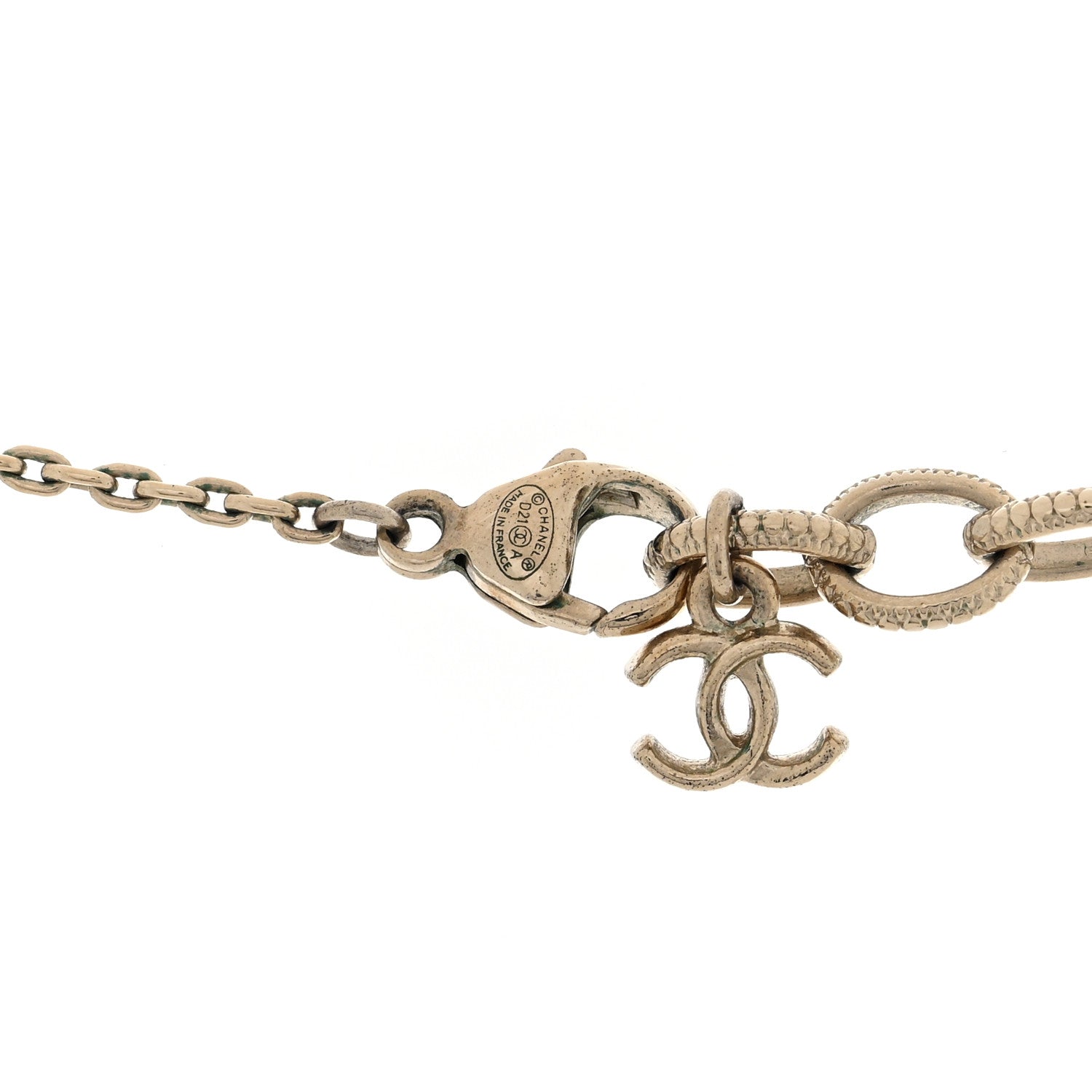 Chanel Crystal CC Square Necklace Gold