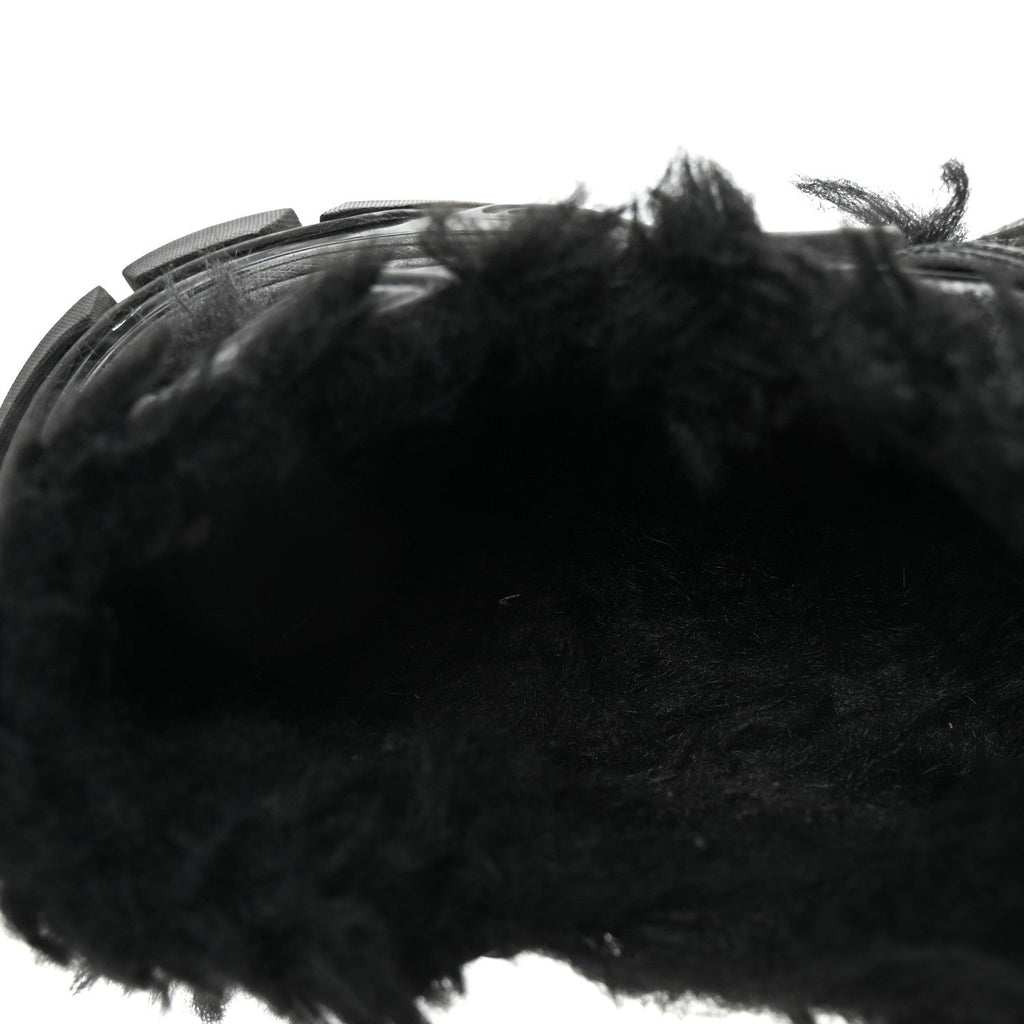 Balenciaga Faux Fur Rubber Mesh Womens Track Sandals 40 Black