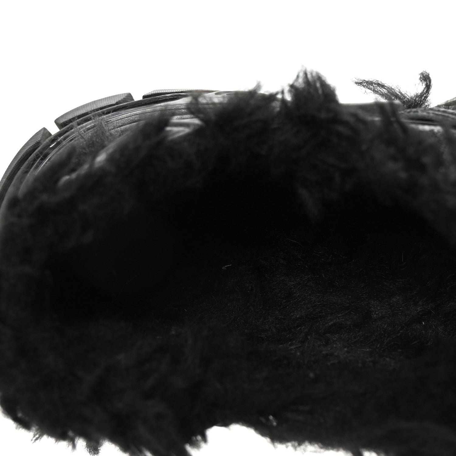 Balenciaga Faux Fur Rubber Mesh Womens Track Sandals 40 Black