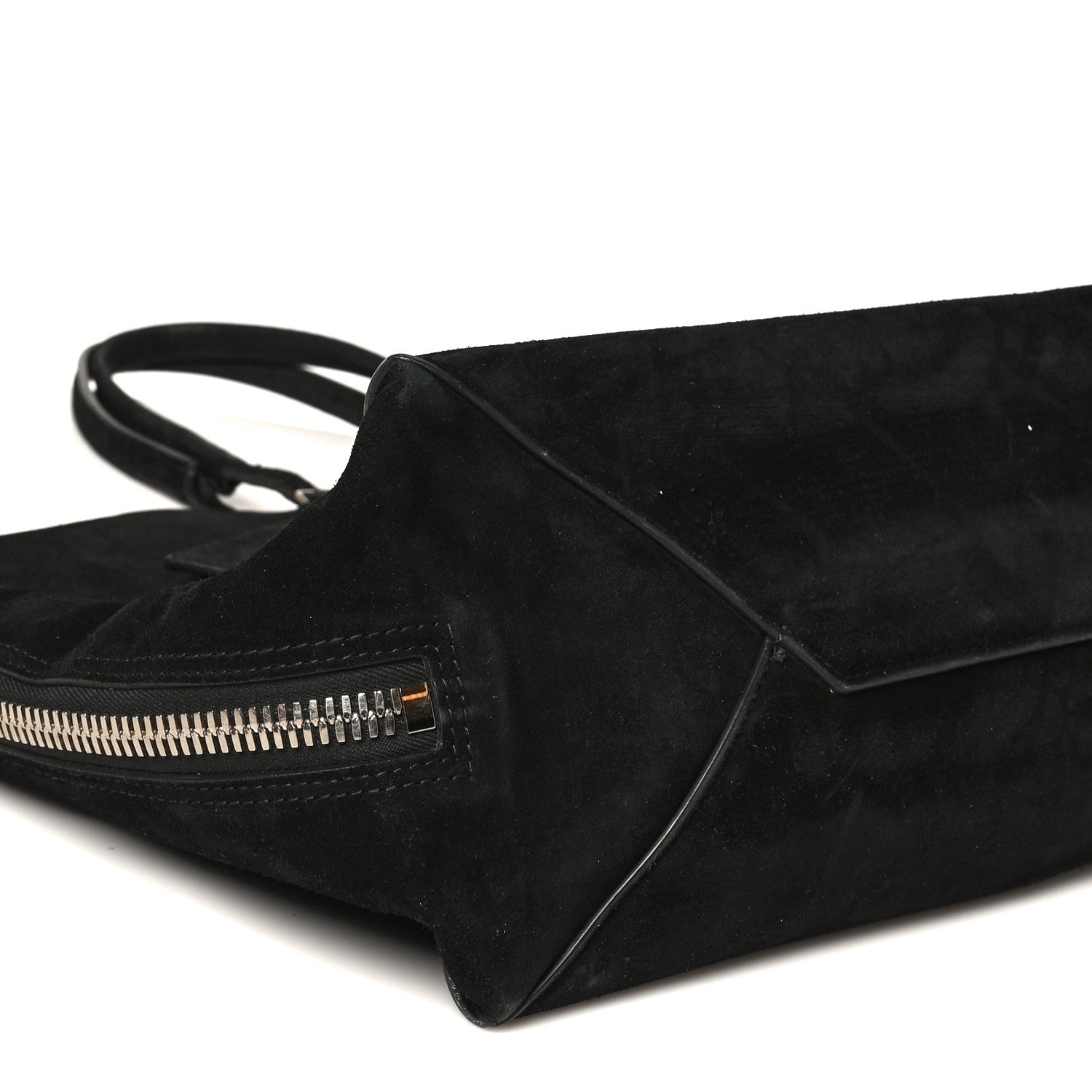 Balenciaga Daim Suede Plate Hardware Papier A6 Zip Around Tote Black
