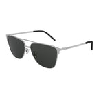 Saint Laurent Sunglasses Square Full Rim, Silver Frame and Grey Lens SL280003
