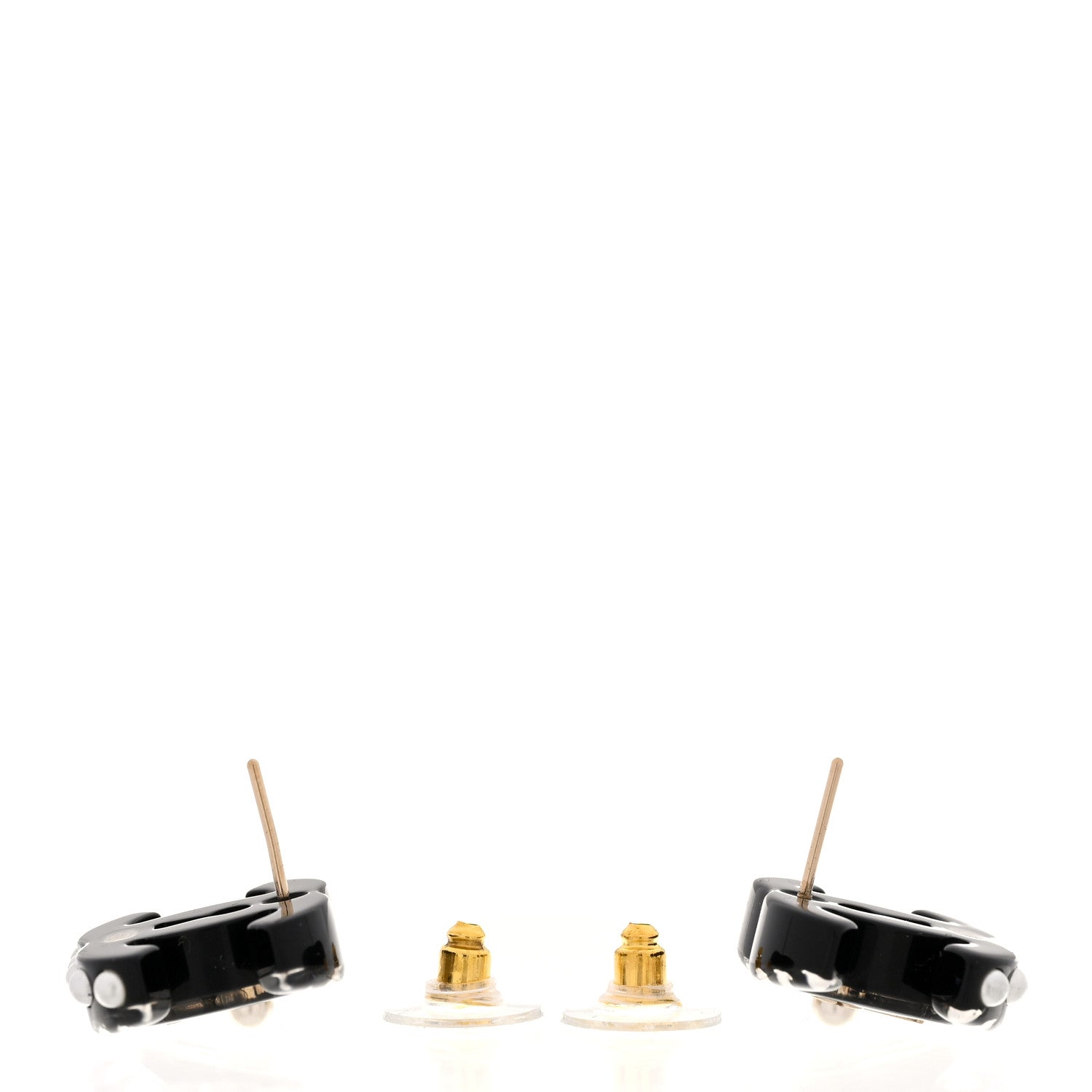 Chanel Resin Crystal Pearl CC Earrings Black