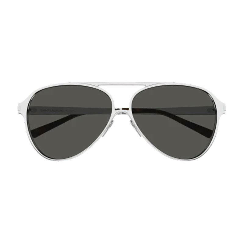 Saint Laurent Sunglasses Aviator Full Rim, Silver Frame and Grey Lens SL734002