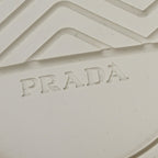 Prada Re-Nylon Gabardine Metal Triangle Logo Wheel Pouch Pocket High Top Sneakers 35.5 White