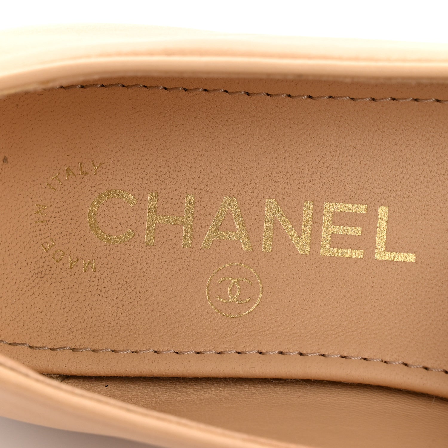 Chanel Lambskin Pearl CC Loafers 36 Beige