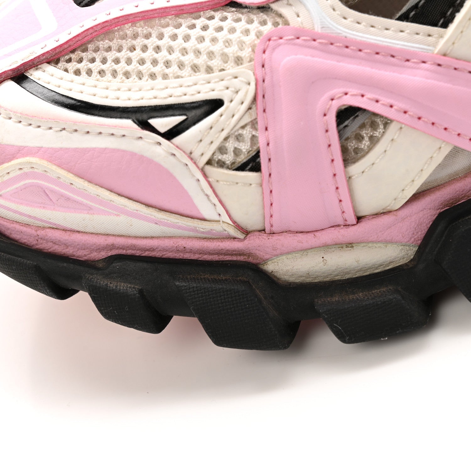 Balenciaga Mesh Nubuck Effect Fabric LED Womens Track Sneakers 38 Grey Pink Black