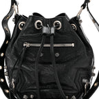 Balenciaga Agneau Arena Le Cagole Bucket Bag XS Black