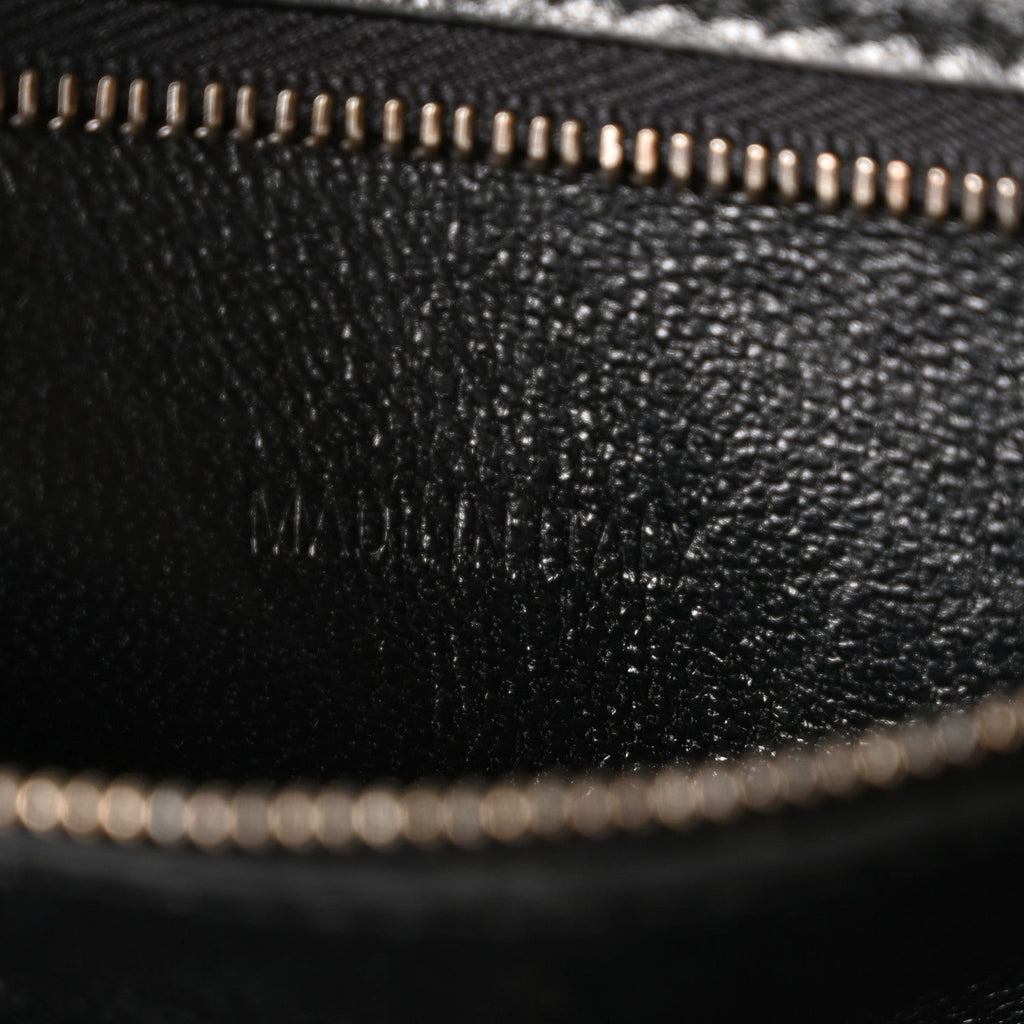 Balenciaga Matte Calfskin Snake Embossed Tonal B Small Hourglass Top Handle Bag Black