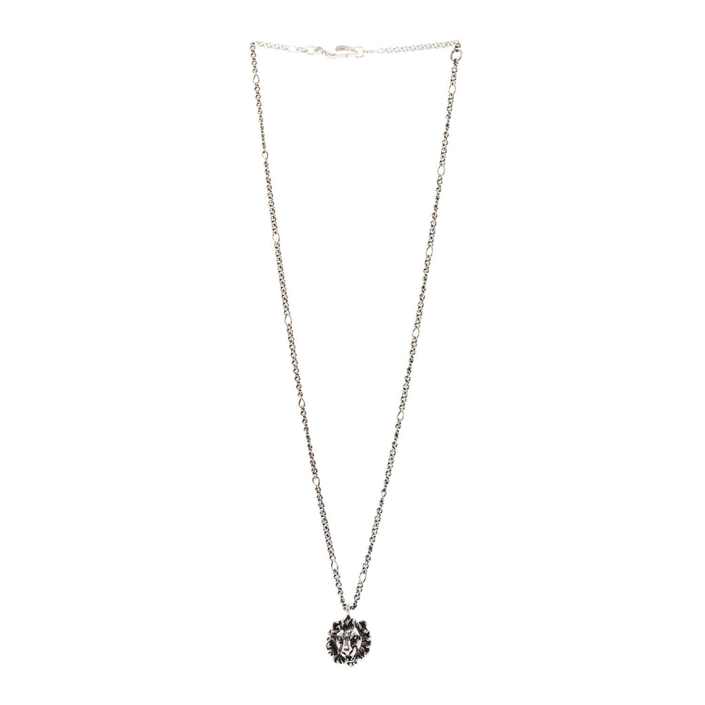 Gucci Metal Lion Head Necklace Silver