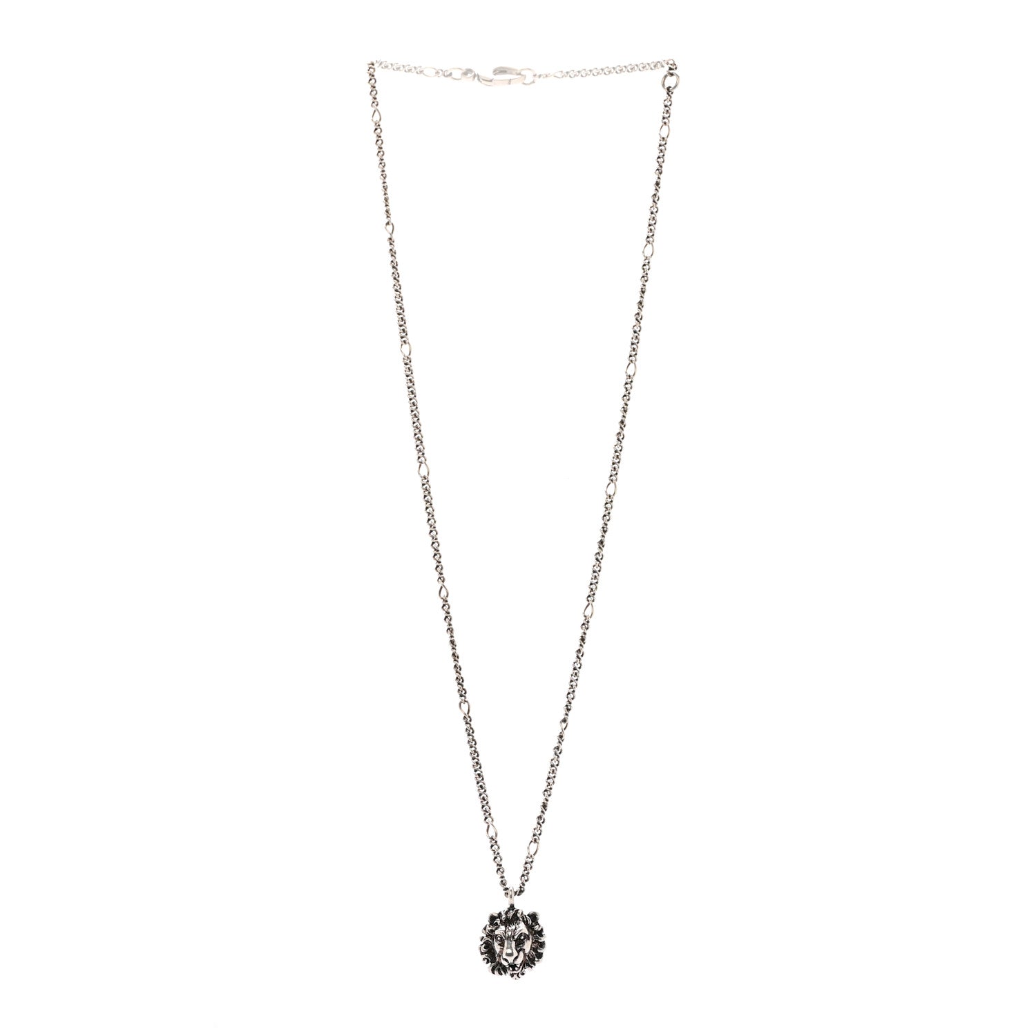 Gucci Metal Lion Head Necklace Silver