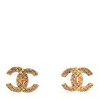 Chanel CC Woven Clip On Earrings Gold