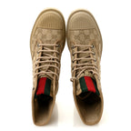 Gucci GG Monogram Web Mens Lug Sole Ankle Boots 8.5 New Sand