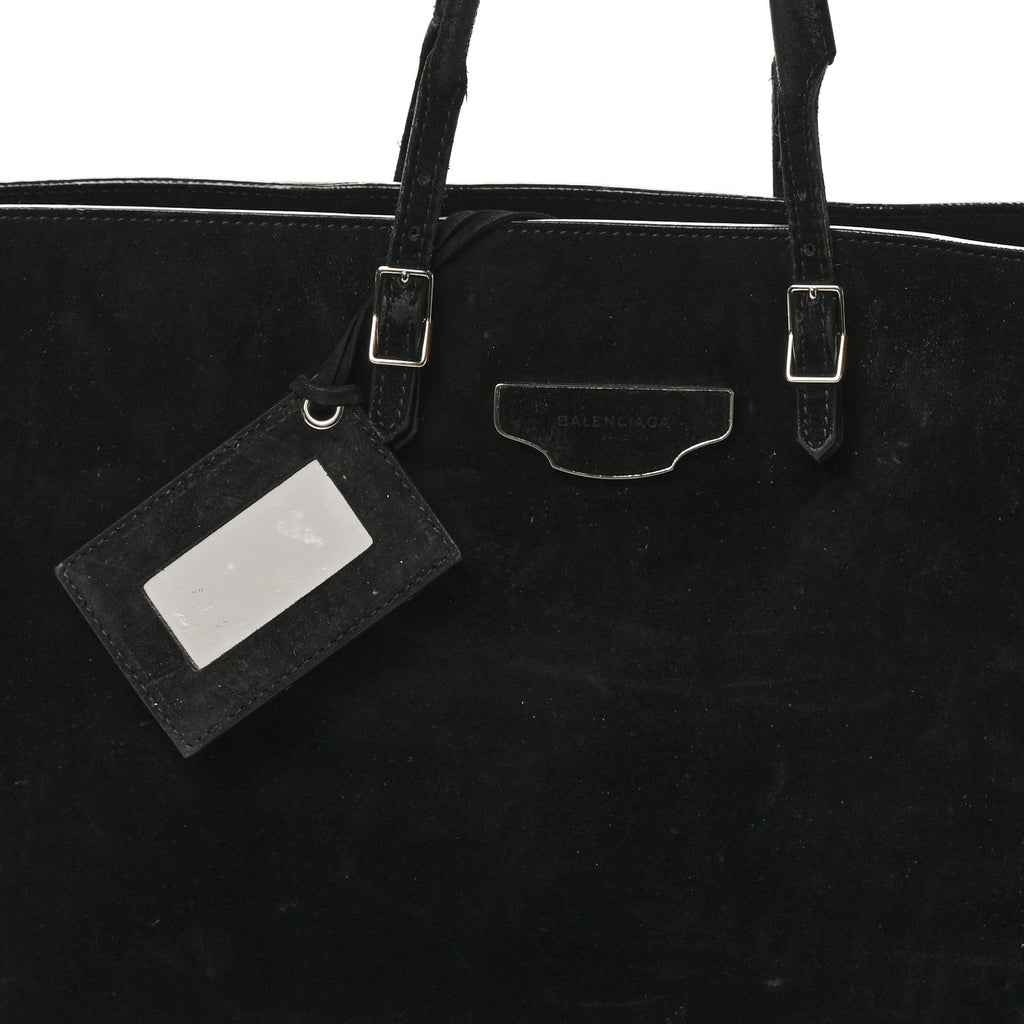 Balenciaga Daim Suede Plate Hardware Papier A6 Zip Around Tote Black