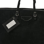 Balenciaga Daim Suede Plate Hardware Papier A6 Zip Around Tote Black