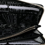 Balenciaga Calfskin Classic Silver Hardware Printed Tattoo Everyday Continental Zip Around Wallet Black
