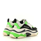 Balenciaga Fabric Mesh Womens Triple S Sneakers 37 White Green Fluo Black