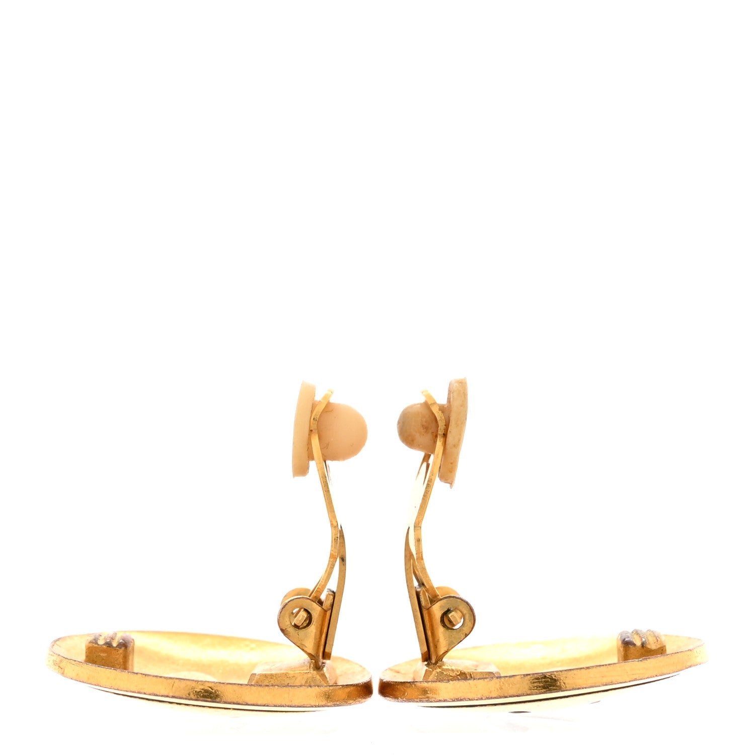 Chanel CC Clip On Earrings Black Gold