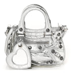 Balenciaga Agneau Arena Neo Cagole Mini Handbag Silver