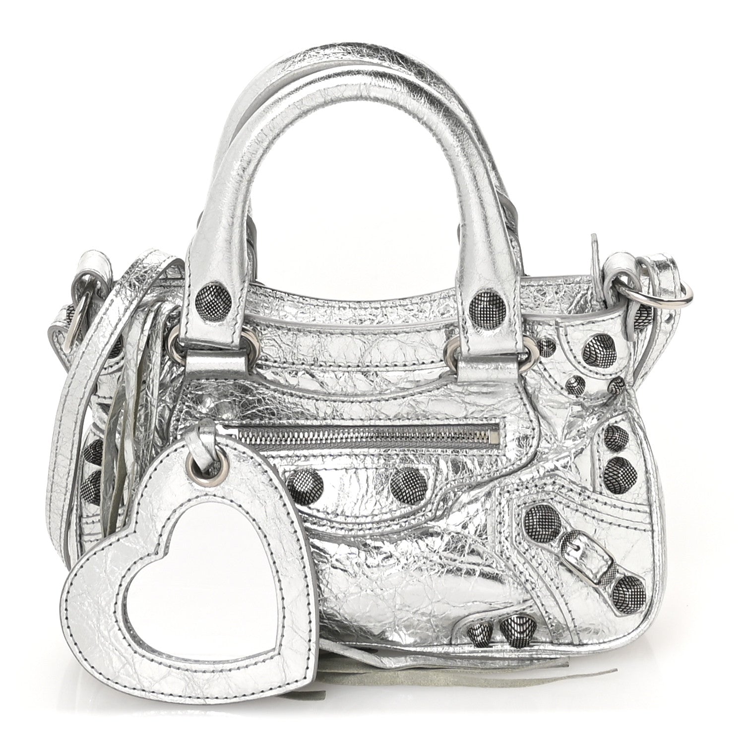 Balenciaga Agneau Arena Neo Cagole Mini Handbag Silver