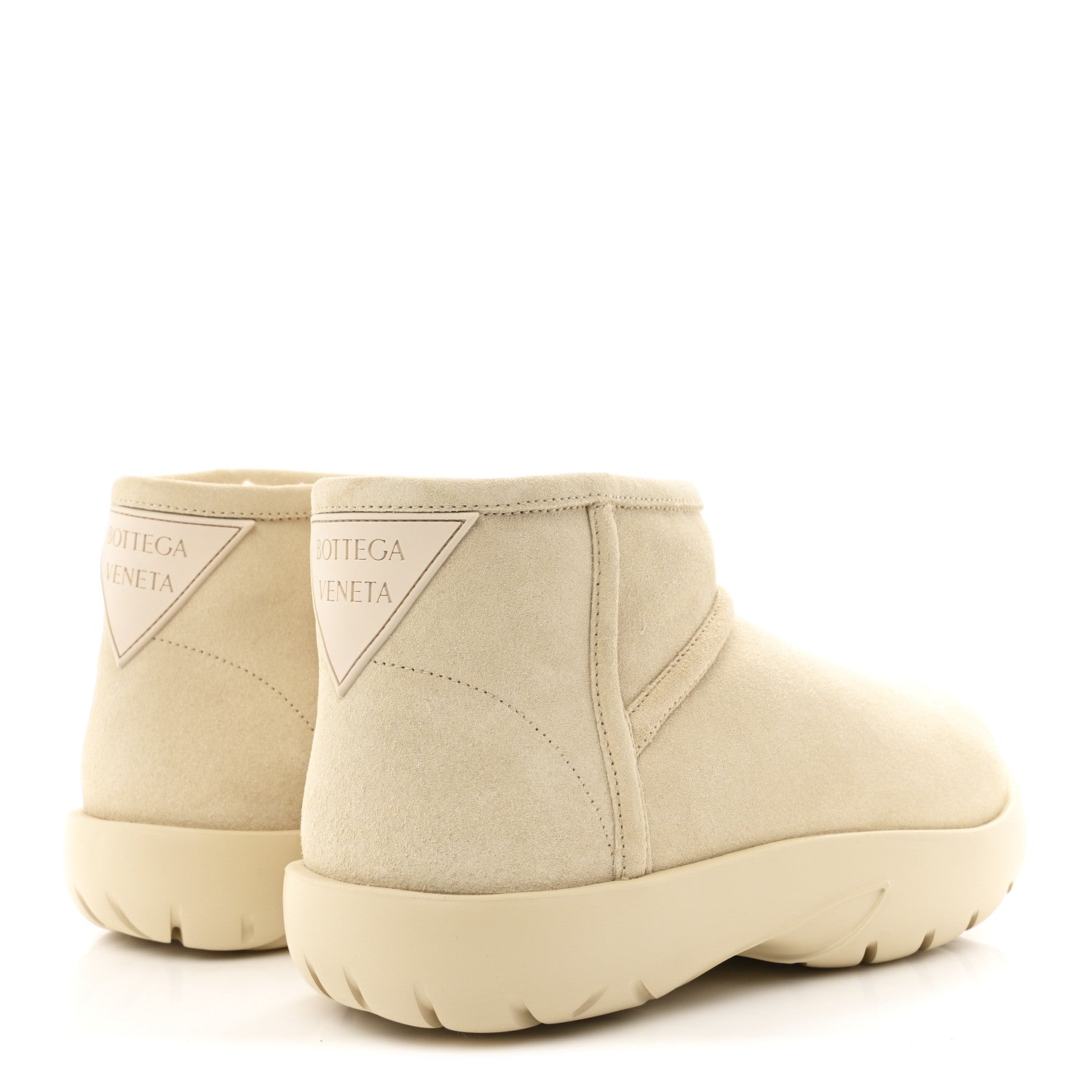 Bottega Veneta Suede Shearling Snap Ankle Boots 36 Porridge