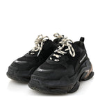 Balenciaga Fabric Mesh Womens Triple S Sneakers 39 Black
