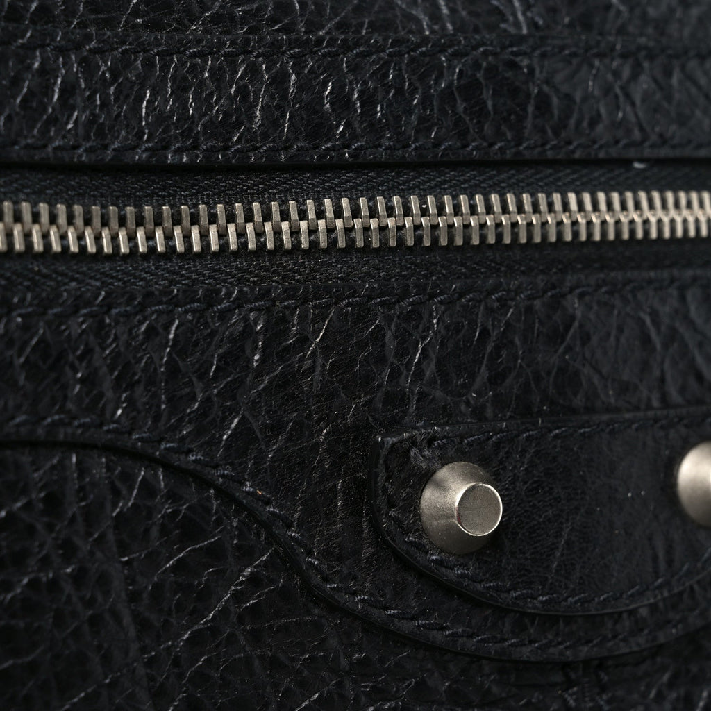Balenciaga Agneau Classic Silver Hardware Weekender Black