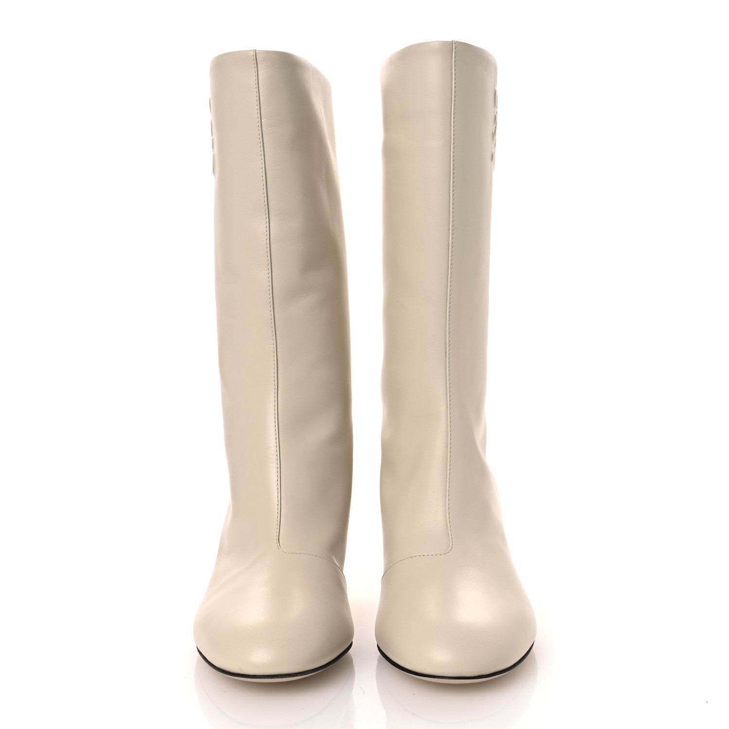 Fendi Vitello Karligraphy Logo FF Ankle Boots 35 White