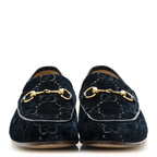 Gucci Velvet GG Monogram Horsebit Mens Jordaan Loafers 8.5 Blue Beige