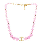 Christian Dior Metal Resin Bead 30 Montaigne Choker Necklace Pink Gold