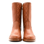 Chanel Calfskin CC Logo Mid Calf Boots 37 Caramel