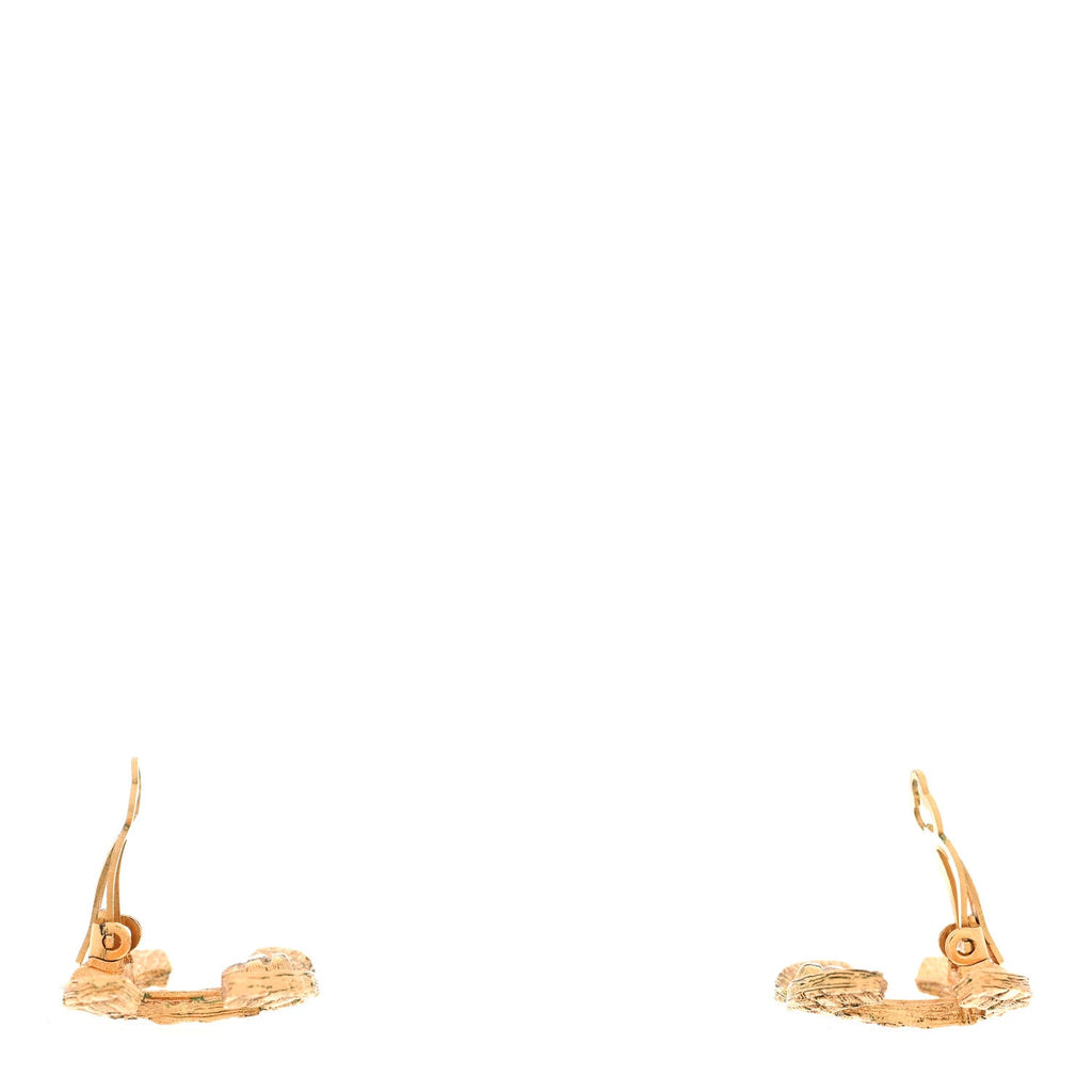 Chanel CC Woven Clip On Earrings Gold