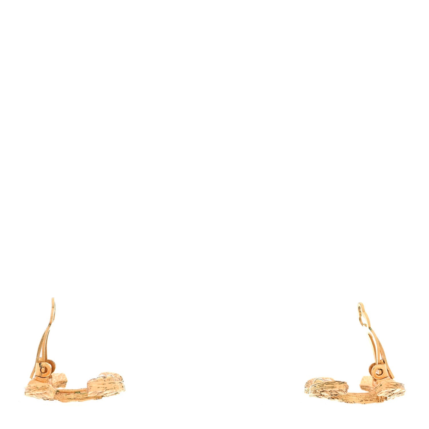 Chanel CC Woven Clip On Earrings Gold