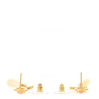 Chanel Metal Crystal Pearl CC Drop Earrings Gold Pink White