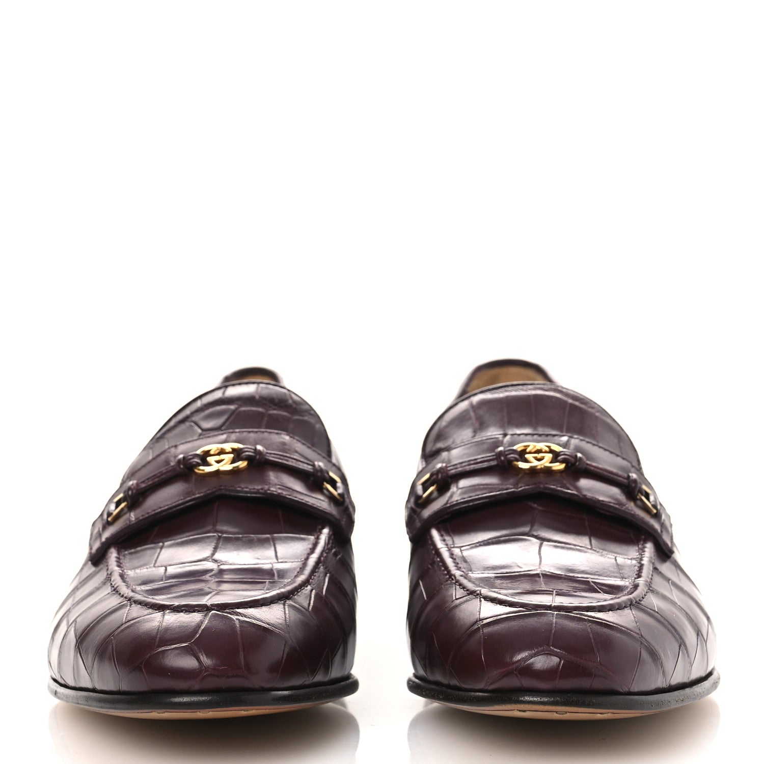 Gucci Alligator Interlocking G Mens Loafers 8 Bordeaux