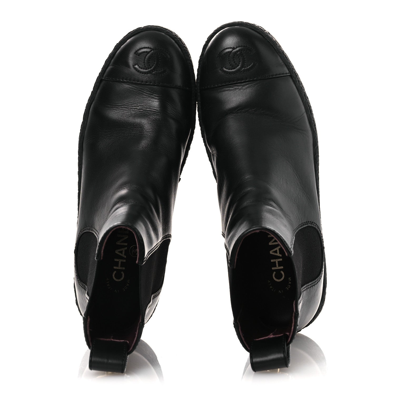 Chanel Calfskin Cap Toe CC Ankle Boots 38 Black