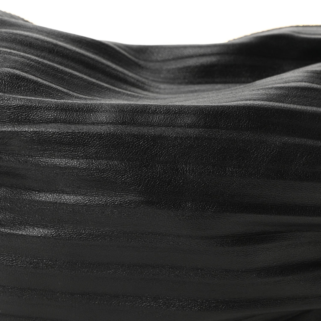 Loewe Lambskin Pleated Bracelet Pouch Shoulder Bag Black