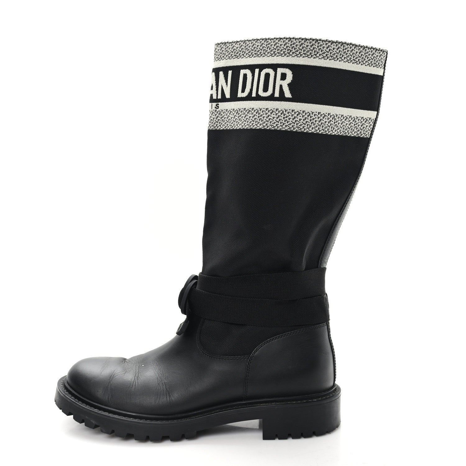 Christian Dior Calfskin Technical Fabric D-Major Boots 39 Black White